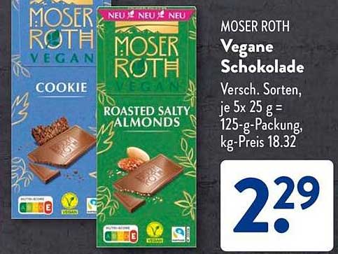 MOSER ROTH Vegane Schokolade - Cookie und Roasted Salty Almonds