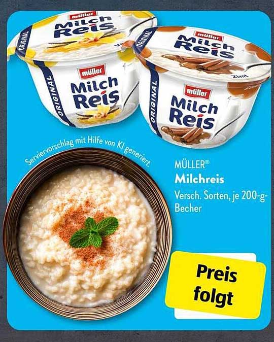 MÜLLER Milchreis, Versch. Sorten, je 200-g-Becher