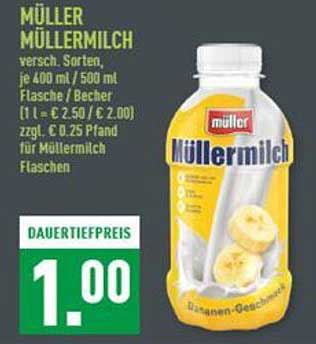 Müller Müller Milch, verschiedene Sorten, je 400 ml / 500 ml Flasche / Becher