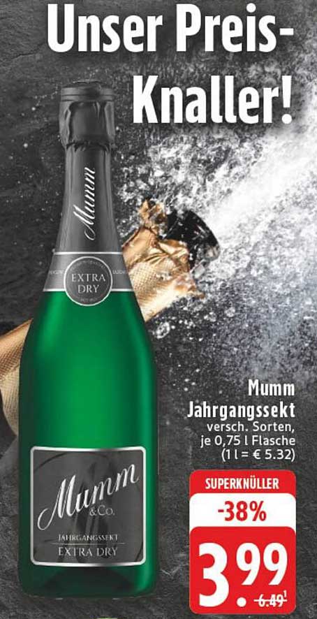 Mumm Jahrgangssekt - Extra Dry - 0,75 l Flasche