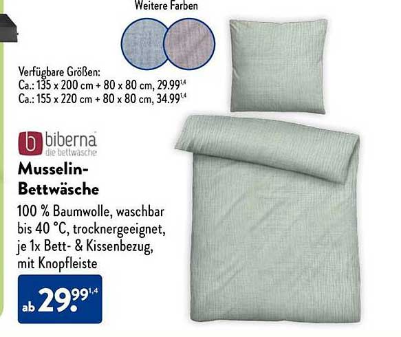 Musselin-Bettwäsche von biberna
