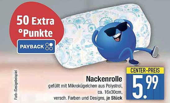 Nackenrolle gefüllt mit Mikro­kügelchen aus Polystyrol
