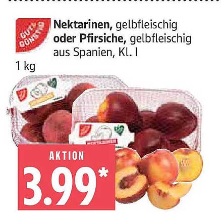 Nektarinen oder Pfirsiche, gelbfleischig aus Spanien, Kl. I