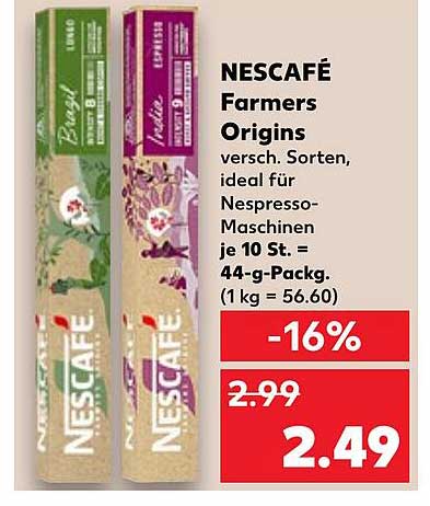 NESCAFÉ Farmers Origins – verschiedene Sorten für Nespresso-Maschinen