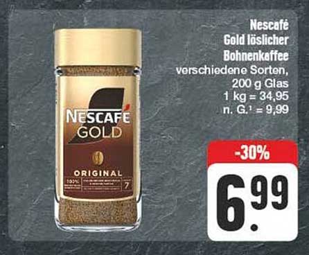 Nescafé Gold löslicher Bohnenkaffee, 200 g Glas