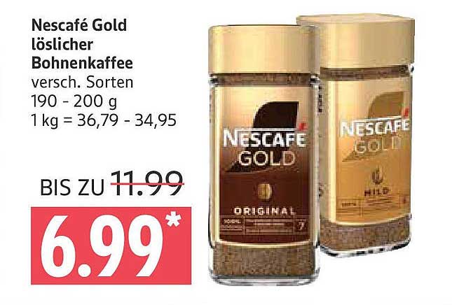 Nescafé Gold löslicher Bohnenkaffee verschiedene Sorten 190 - 200 g