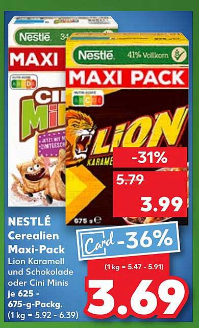 NESTLÉ CEREALIEN MAXI-PACK – LION Karamell & Schokolade oder Cini Minis
