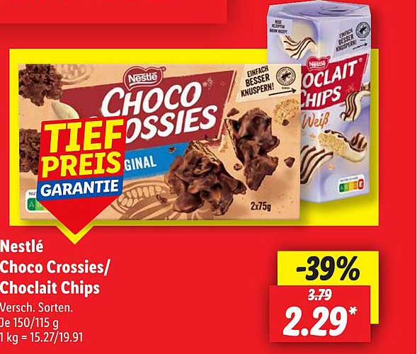 Nestlé Choco Crossies/Choclat Chips - 39% Rabatt!