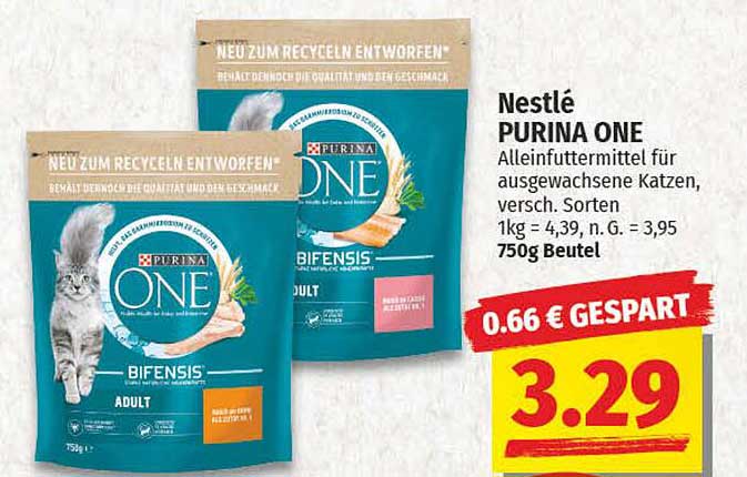 Nestlé PURINA ONE Alleinfuttermittel für ausgewachsene Katzen, 750g Beutel