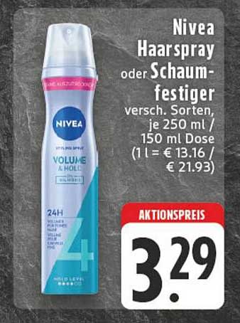 Nivea Haarspray oder Schaumfestiger 250 ml / 150 ml Dose