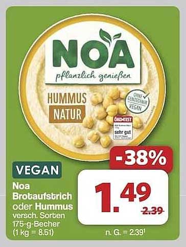 NOA Brotaufstrich oder Hummus - 175 g Becher