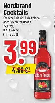 Nordbrand Cocktails Erdbeer Daiquiri, Pina Colada oder Sex on the Beach 0,7l bei trinkgut