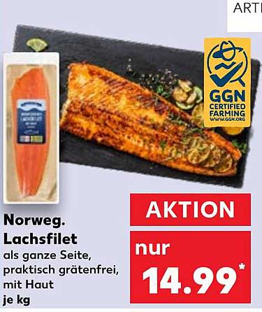 Norwegisches Lachsfilet als ganze Seite, praktisch grätenfrei, mit Haut
