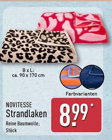 NOVITESSE Strandlaken – Reine Baumwolle, 90 x 170 cm