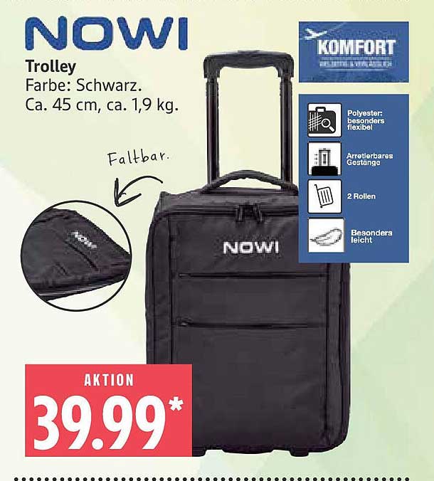 NOWI Trolley - Schwarz, 45 cm, ca. 1,9 kg