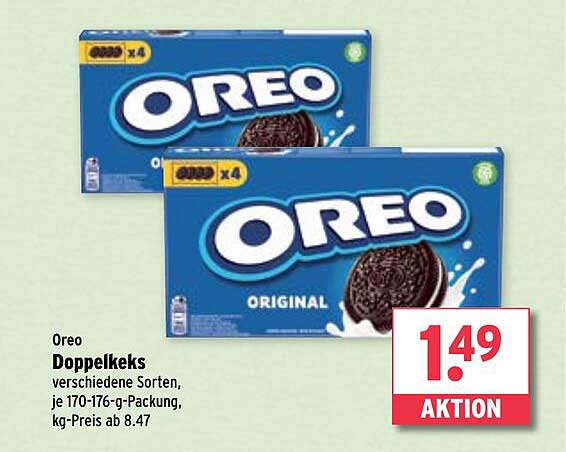 Oreo Doppelkecks - verschiedene Sorten, je 170-176 g-Packung