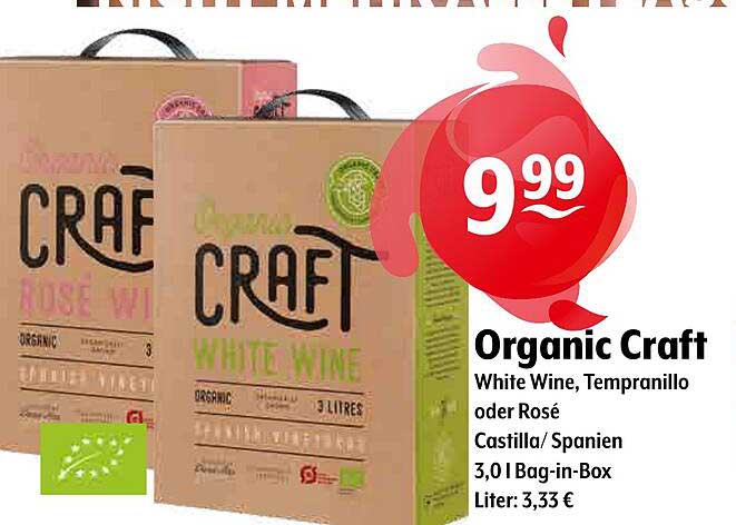 Organic Craft White Wine oder Rosé - 3,0 l Bag-in-Box für nur 9,99 €