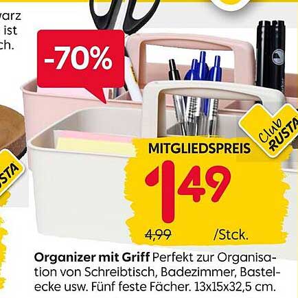 Organizer mit Griff - Perfekt zur Organisation von Schreibtisch, Badezimmer, Bastelecke usw.