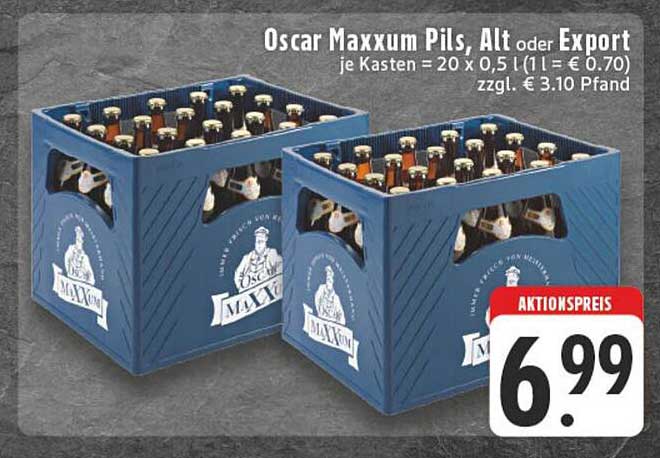 Oscar Maxxum Pils, Alt oder Export