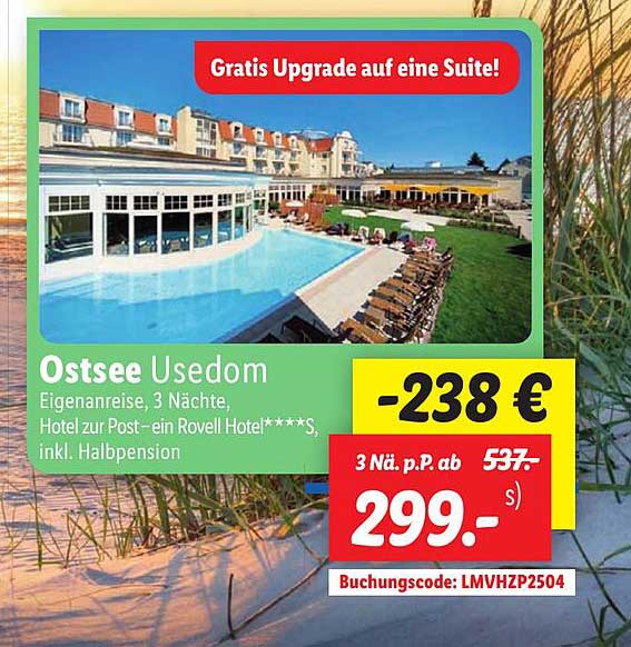 Ostsee Usedom – 3 Nächte im Hotel zur Post**** für nur 299 €