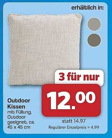 Outdoor Kissen mit Füllung, Outdoor geeignet, ca. 45 x 45 cm