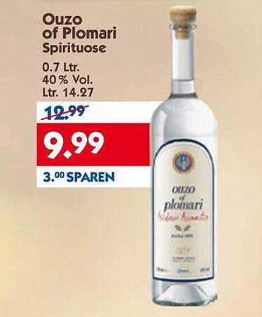 Ouzo of Plomari Spirituose 0.7 Ltr.