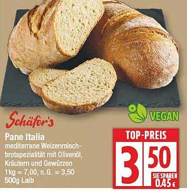 Pane Italia - Mediterrane Weizenmischbrotspezialität mit Olivenöl, Kräutern und Gewürzen