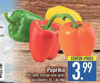 Paprika - rot, gelb, orange oder grün, aus Bayern, Kl. I, je 1 kg