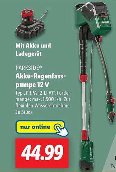 PARKSIDE® Akku-Regenfasspumpe 12 V