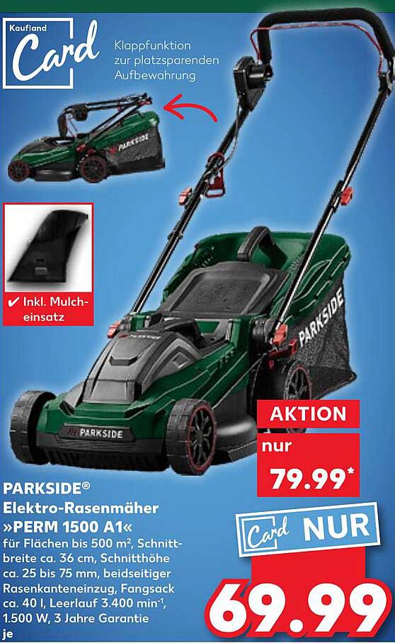 PARKSIDE Elektro-Rasenmäher »PERM 1500 A1« für Flächen bis 500 m²