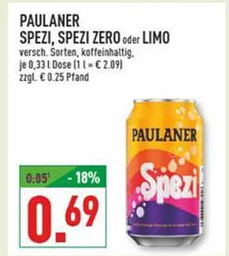 PAULANER SPEZI, SPEZI ZERO oder LIMO 0,33 Dose