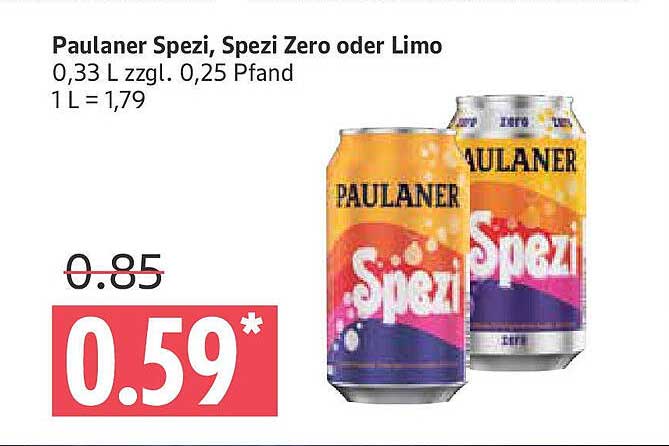 Paulaner Spezi, Spezi Zero oder Limo 0,33 L