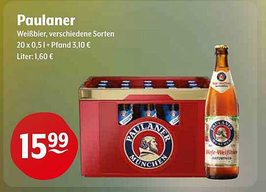 Paulaner Weißbier, verschiedene Sorten 20 x 0,5 l