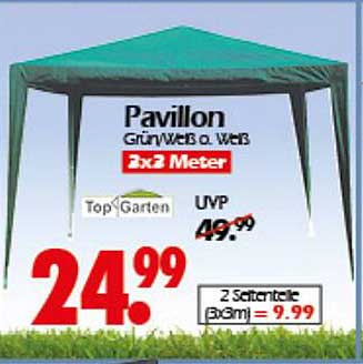Pavillon Grün/Weiß 2x2 Meter