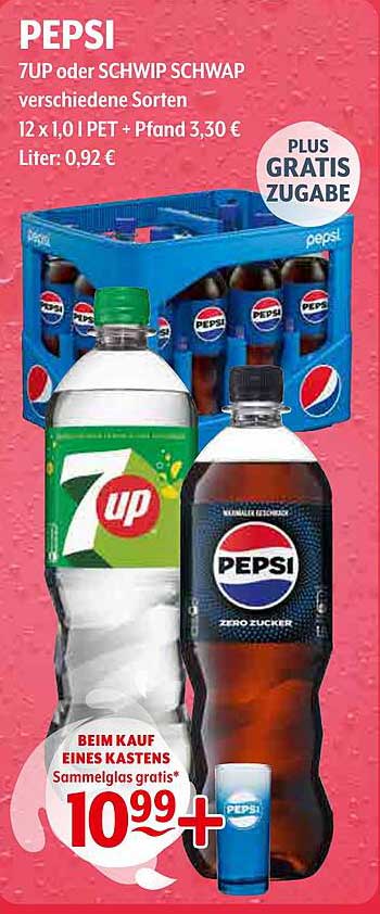 PEPSI 7UP oder SCHWIP SCHWAP 12 x 1,0 l PET