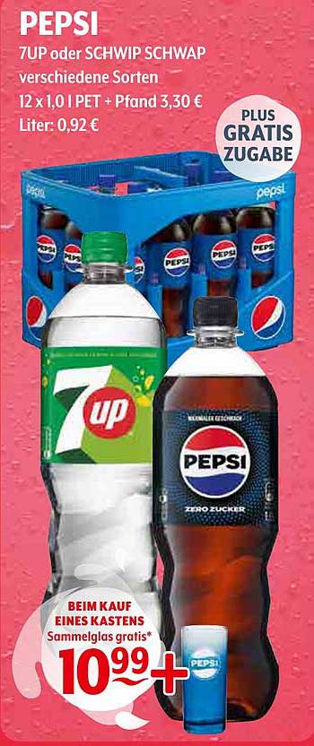 PEPSI 7UP oder SCHWIP SCHWAP 12 x 1,0 l PET