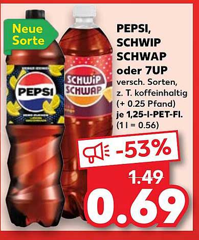 PEPSI, SCHWIP SCHWAP oder 7UP - Erfrischende Getränkevielfalt