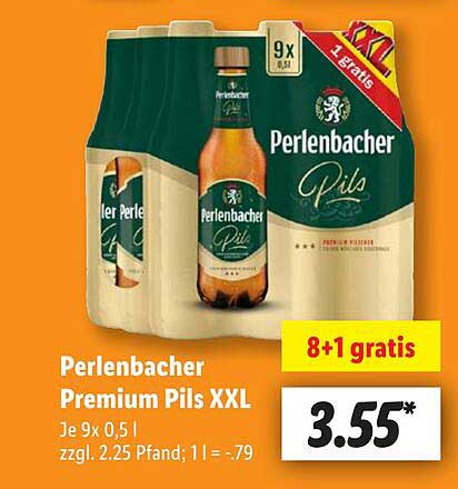 Perlenbacher Premium Pils XXL, 8+1 gratis