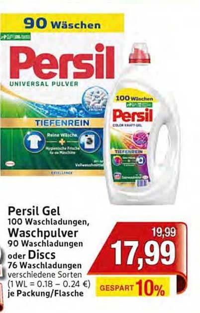 Persil Gel 100 Waschladungen, Waschpulver oder Discs
