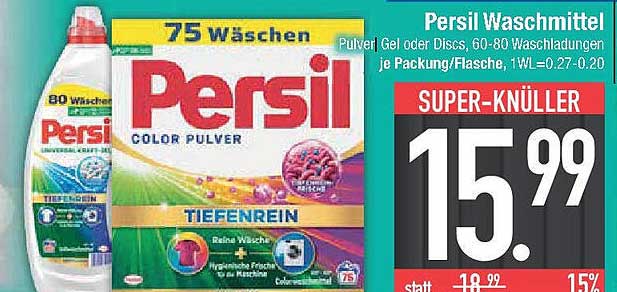 Persil Waschmittel, Pulverschl, Gel oder Discs 60-80 Wasch ladungen je Packung/Flasche