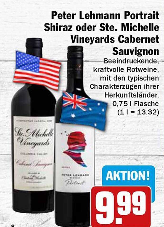 Peter Lehmann Portrait Shiraz oder Ste. Michelle Vineyards Cabernet Sauvignon