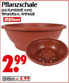 Pflanzschale aus Kunststoff, rund, Terracotta oder Anthrazit