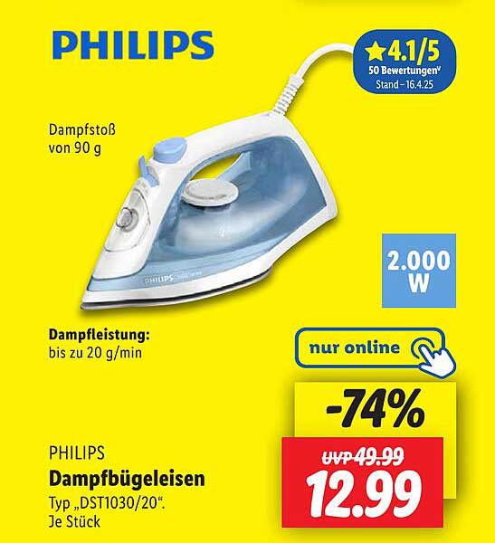 PHILIPS Dampf bügeleisen Typ „DST1030/20“