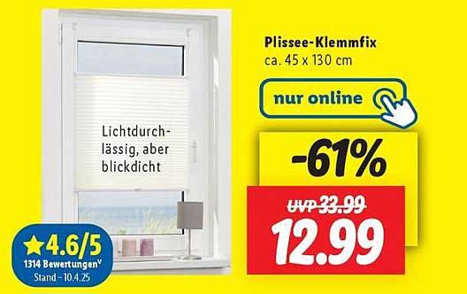 Plissee-Klemmfix 45 x 130 cm