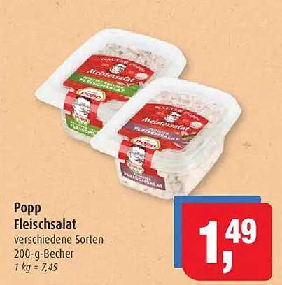 Popp Fleischsalat verschiedene Sorten 200-g-Becher