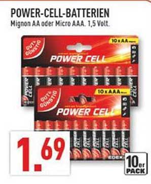 POWER-CELL-BATTERIEN Mignon AA oder Micro AAA, 1,5 Volt