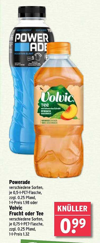 Powerade und Volvic Frucht oder Tee für nur 0,99 €