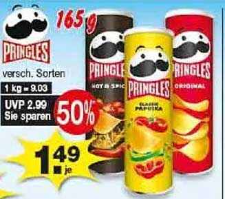 Pringles in verschiedenen Sorten – 165 g für nur 1,49 €