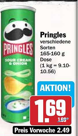 Pringles verschiedene Sorten 165-160 g Dose