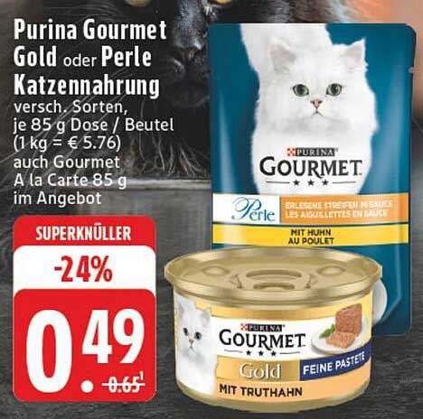 Purina Gourmet Gold oder Perle Katzennahrung 85 g